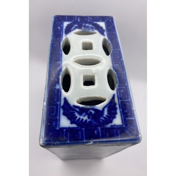 Chinese Blue and White Porcelain Opium Pillow Incense Burner Antique Used - Picture 10 of 16